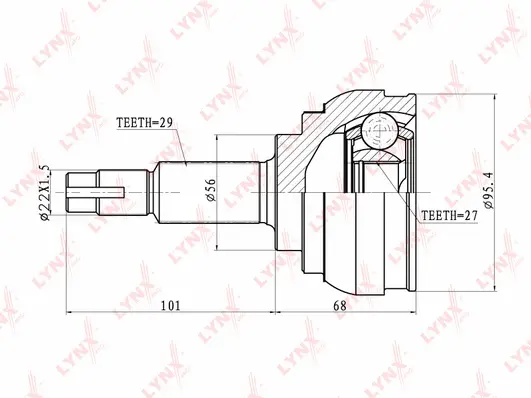Jeu de joints, arbre de transmission LYNXAUTO CO-5714