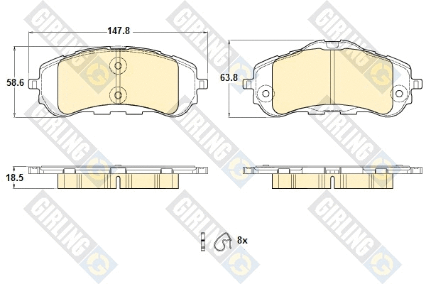 Kit de plaquettes de frein, frein à disque GIRLING 6120443