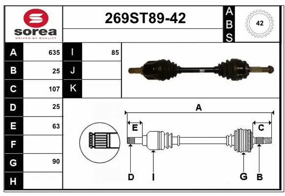 Arbre de transmission STARTCAR 269ST89-42