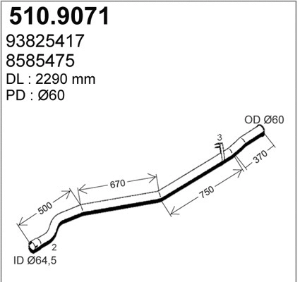 Tuyau d'échappement ASSO 510.9071