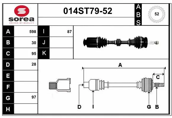 Arbre de transmission STARTCAR 014ST79-52