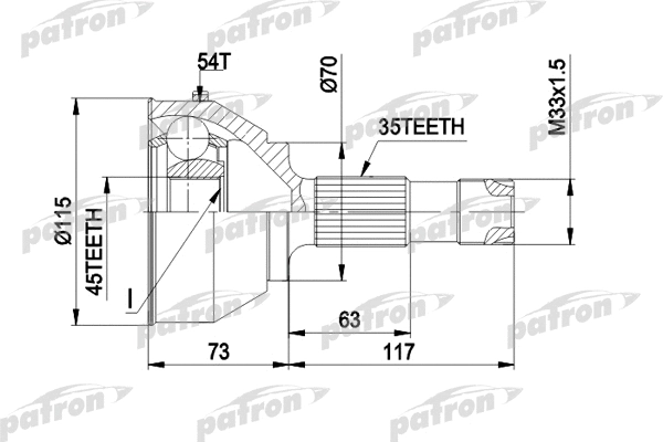 Jeu de joints, arbre de transmission PATRON PCV1132