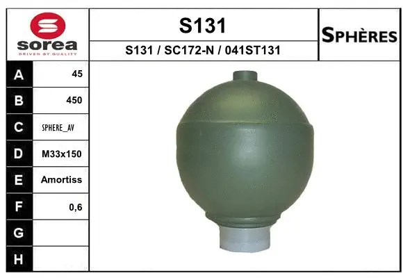 Accumulateur de pression, suspension/amortissement EAI S131