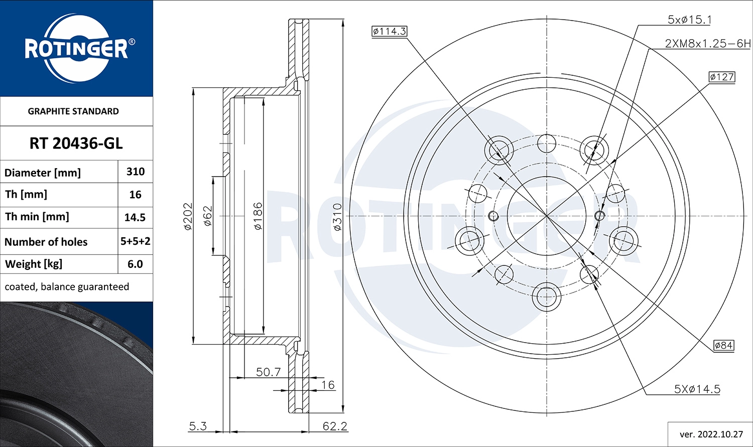 Disque de frein ROTINGER RT 20436-GL