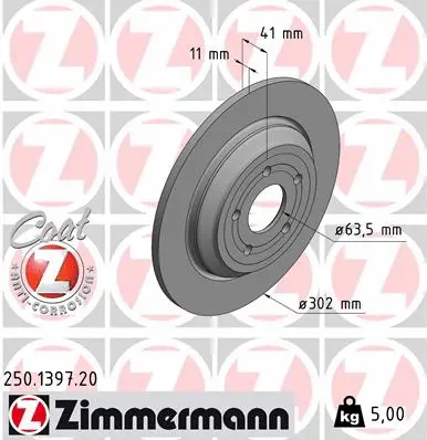 Disque de frein ZIMMERMANN 250.1397.20