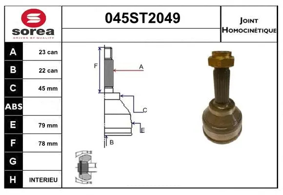 Jeu de joints, arbre de transmission STARTCAR 045ST2049