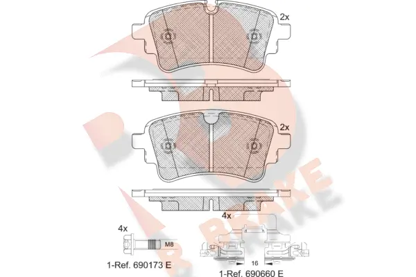 Kit de plaquettes de frein, frein à disque R BRAKE RB2256-208