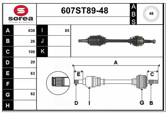 Arbre de transmission STARTCAR 607ST89-48