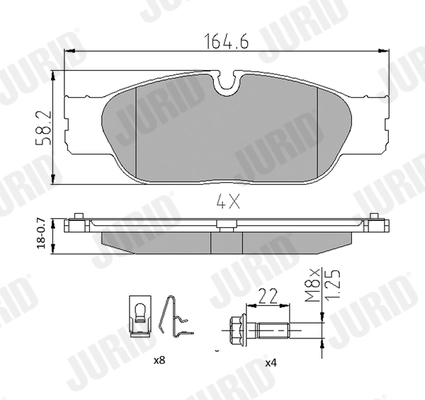 Kit de plaquettes de frein, frein à disque JURID 573023J