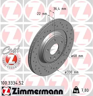 Disque de frein ZIMMERMANN 100.3334.52