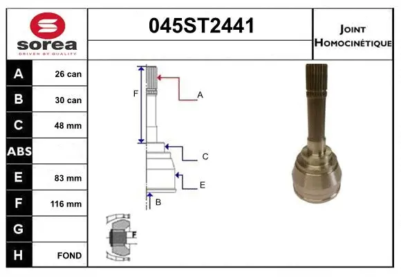 Jeu de joints, arbre de transmission STARTCAR 045ST2441
