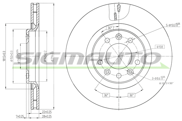 Disque de frein SIGMAUTO DBB326V