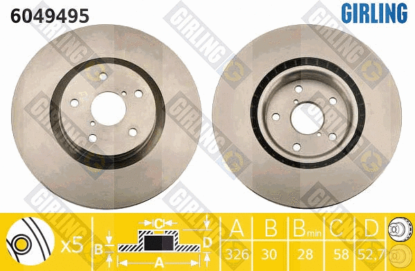 Disque de frein GIRLING 6049495