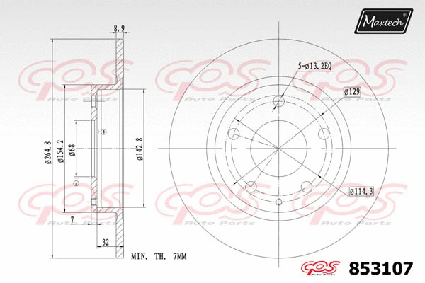 Disque de frein MAXTECH 853107