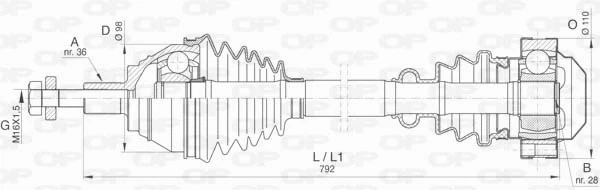 Arbre de transmission OPEN PARTS DRS6407.00