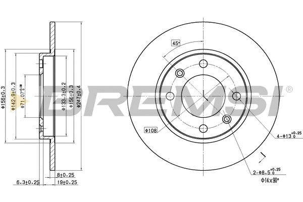 Disque de frein BREMSI CD6244S