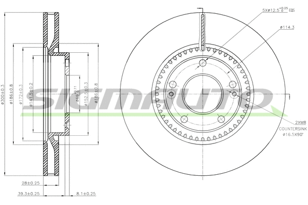 Disque de frein SIGMAUTO DBB795V