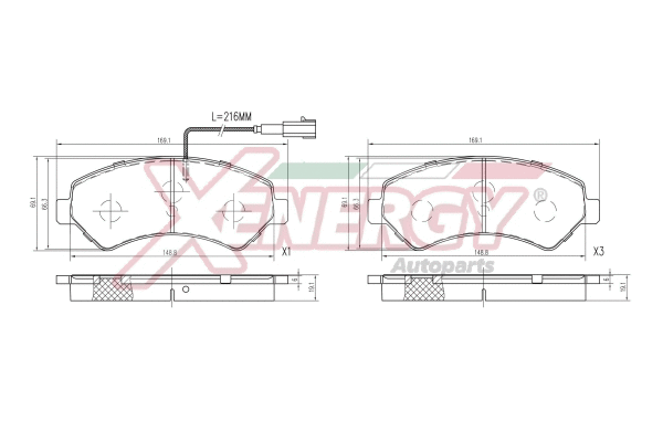 Kit de plaquettes de frein, frein à disque AP XENERGY X40979