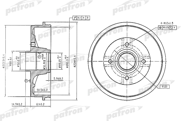 Tambour de frein PATRON PDR1347