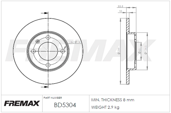 Disque de frein FREMAX BD-5304