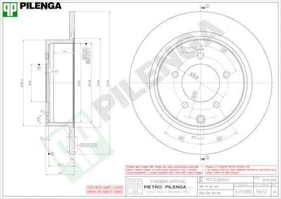 Disque de frein PILENGA 5612