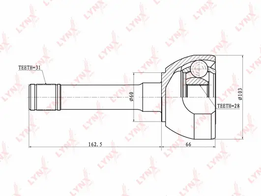 Jeu de joints, arbre de transmission LYNXAUTO CO-5735