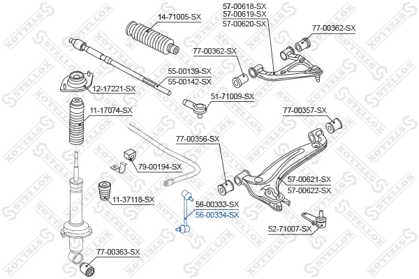 Entretoise/tige, stabilisateur STELLOX 56-00334-SX
