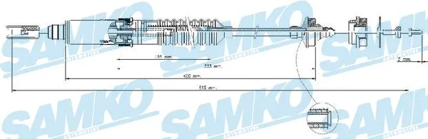 Tirette à câble, commande d'embrayage SAMKO C0339C