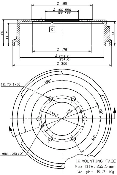 Tambour de frein VILLAR 627.0140
