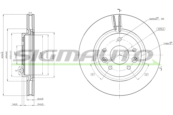 Disque de frein SIGMAUTO DBC466V