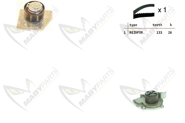 Pompe à eau + kit de courroie crantée MABYPARTS OBKWP0165