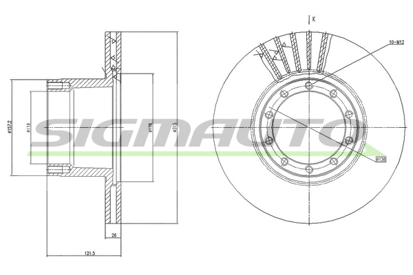 Disque de frein SIGMAUTO DB0101V