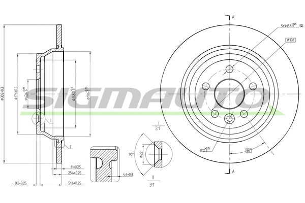 Disque de frein SIGMAUTO DBC607S