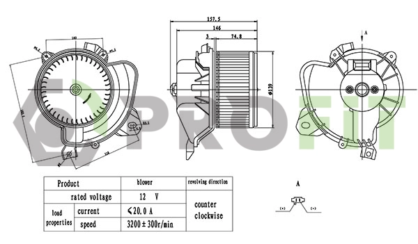 Pulseur d'air habitacle PROFIT 1860-0061