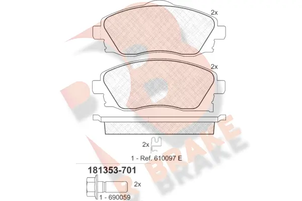 Kit de plaquettes de frein, frein à disque R BRAKE RB1353-701