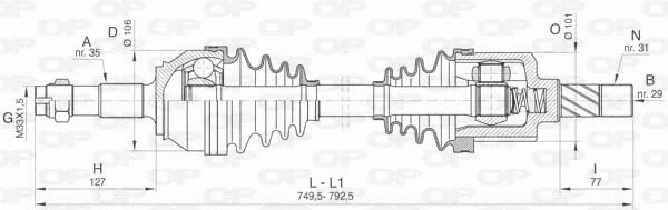 Arbre de transmission OPEN PARTS DRS6433.00