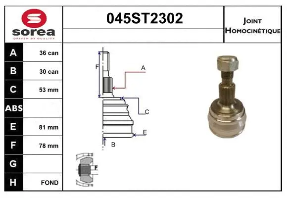 Jeu de joints, arbre de transmission STARTCAR 045ST2302