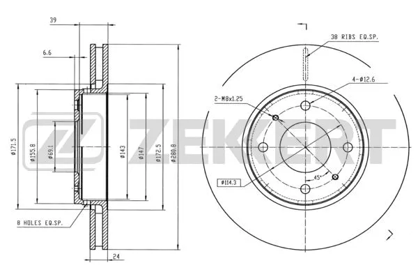 Disque de frein ZEKKERT BS-5226B