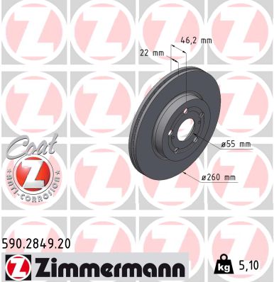 Disque de frein ZIMMERMANN 590.2849.20