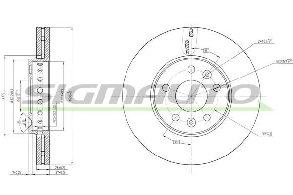 Disque de frein SIGMAUTO DBC507V