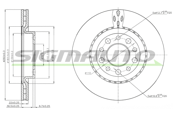 Disque de frein SIGMAUTO DBB456V