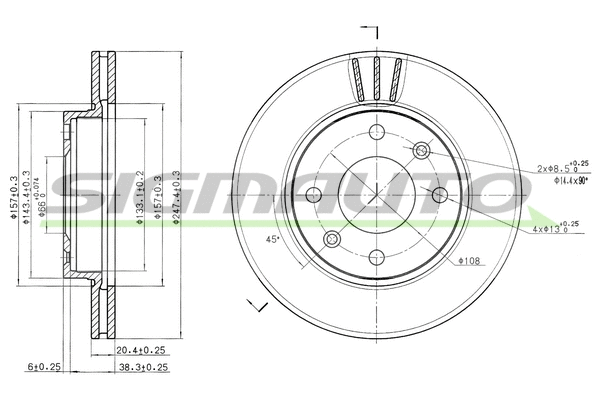 Disque de frein SIGMAUTO DBA154V