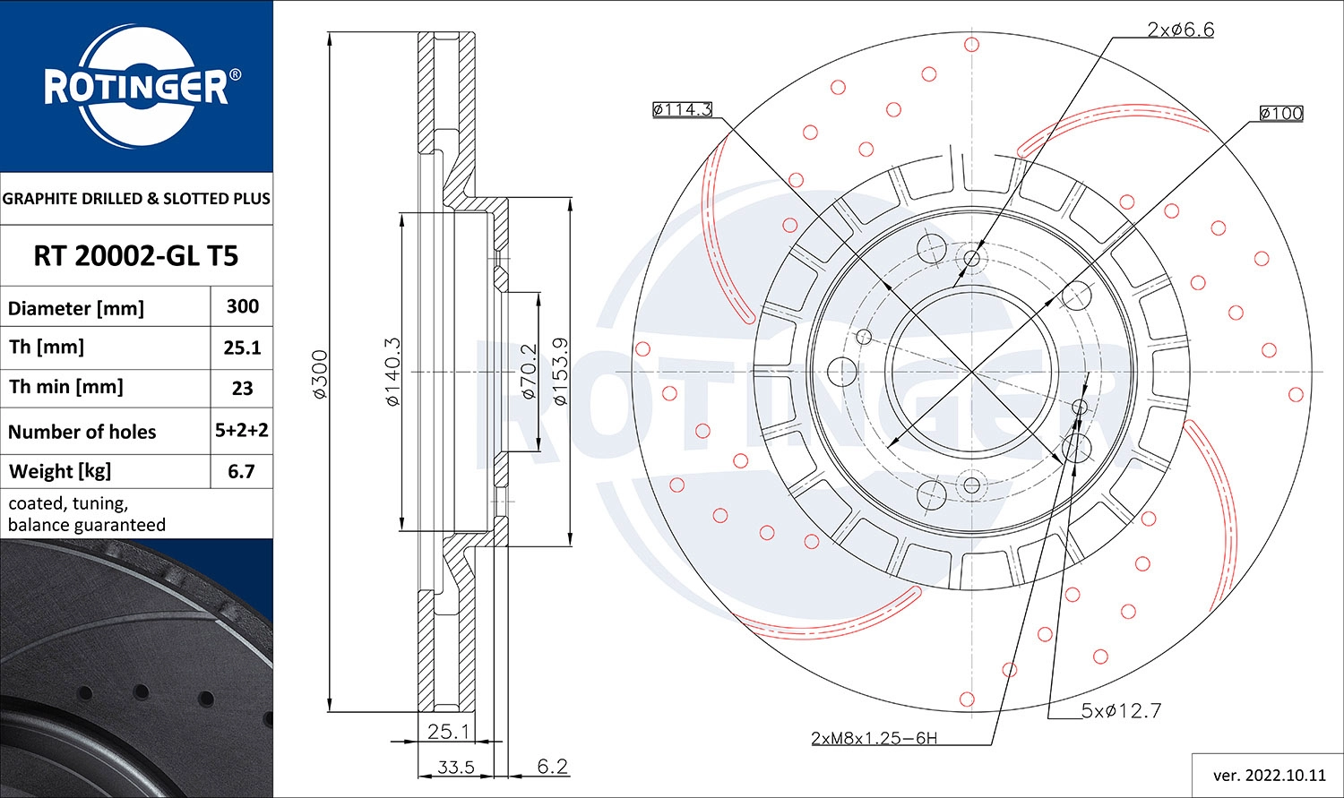 Disque de frein ROTINGER RT 20002-GL T5