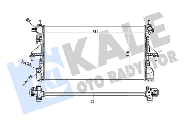 Radiateur, refroidissement du moteur KALE OTO RADYATÖR 356960