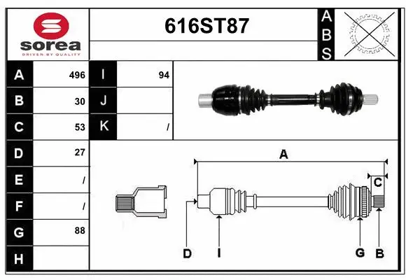 Arbre de transmission STARTCAR 616ST87