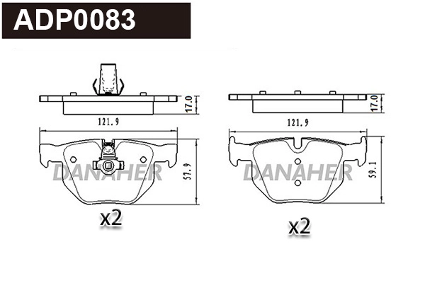 Kit de plaquettes de frein, frein à disque DANAHER ADP0083