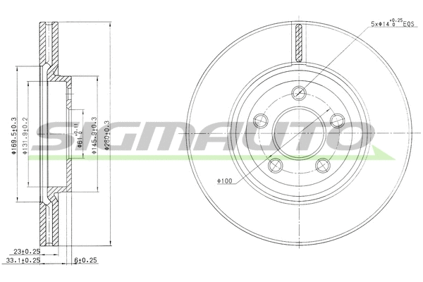 Disque de frein SIGMAUTO DBB153V