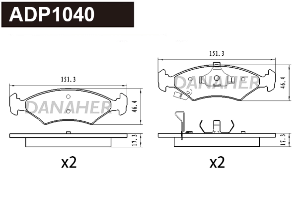 Kit de plaquettes de frein, frein à disque DANAHER ADP1040