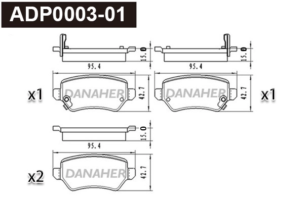 Kit de plaquettes de frein, frein à disque DANAHER ADP0003-01