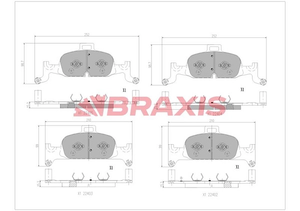 Kit de plaquettes de frein, frein à disque BRAXIS AA0773